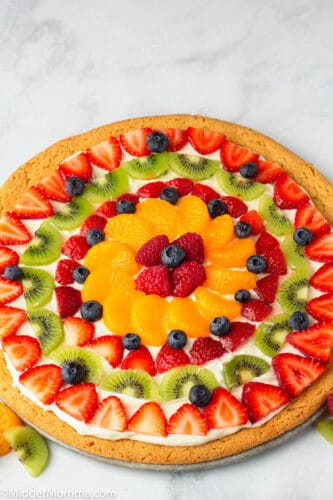 Fruit Pizza With Sugar Cookie Crust & Cream Cheese Frosting