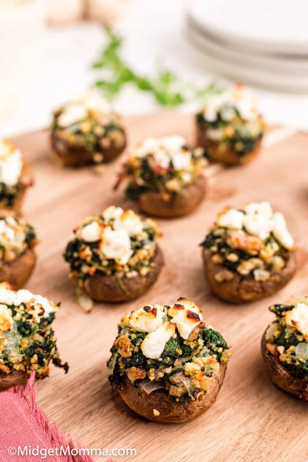 Feta, Bacon And Spinach Stuffed Mushrooms • MidgetMomma