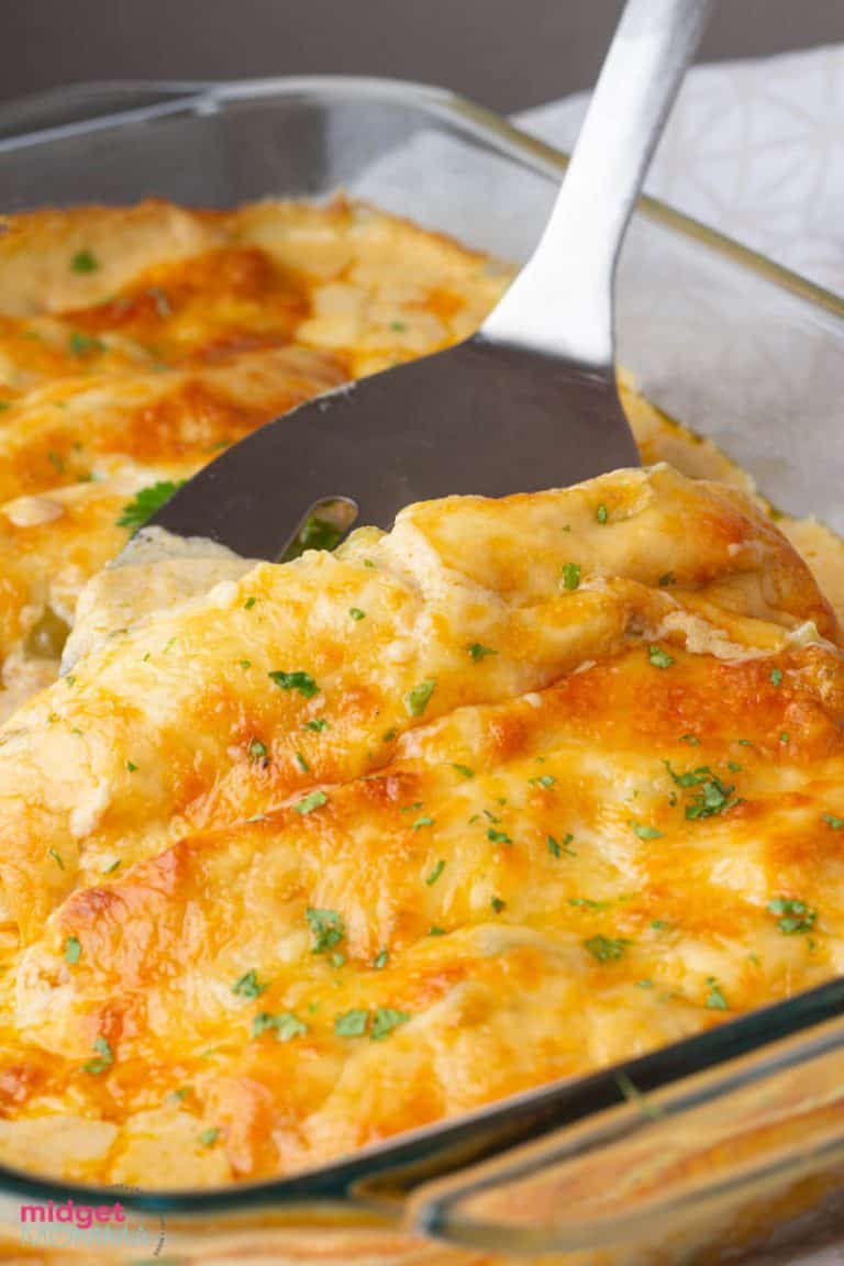 White Chicken Enchiladas with Green Chili Sour Cream Sauce Recipe