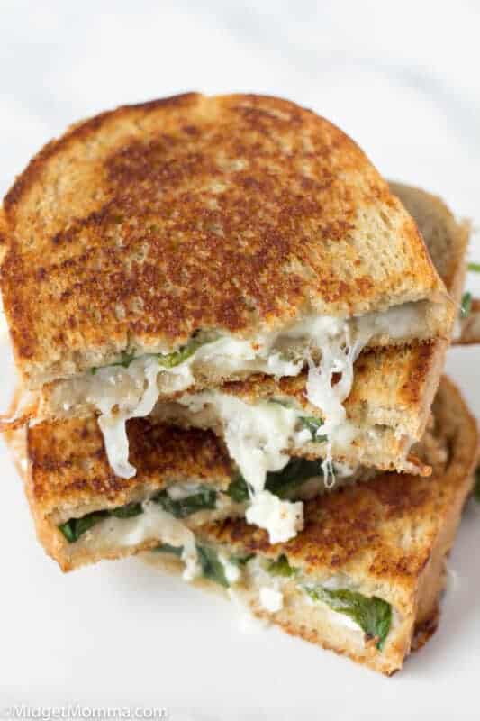 Spinach, Feta & Mozzarella Grilled Cheese Sandwich on Rye bread