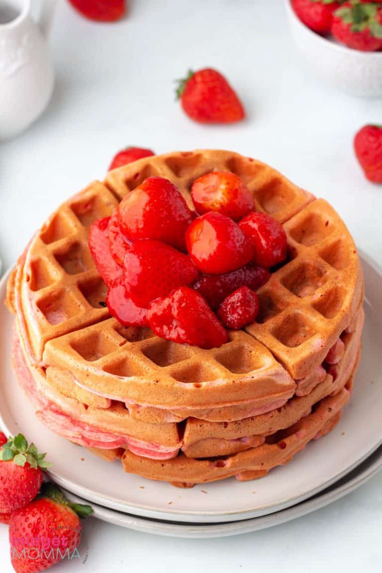 Homemade Strawberry Waffles Recipe • MidgetMomma