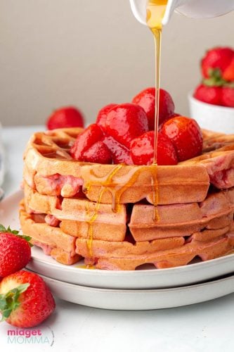 Homemade Strawberry Waffles Recipe • MidgetMomma