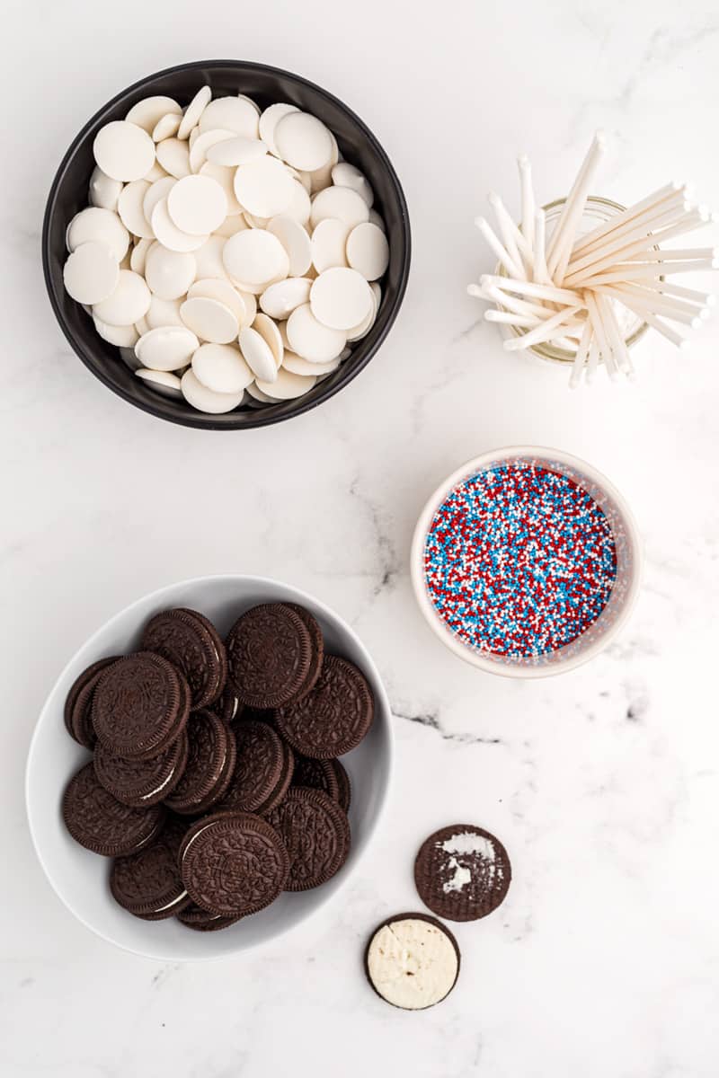 Red, White & Blue Chocolate Covered Oreos ingredients