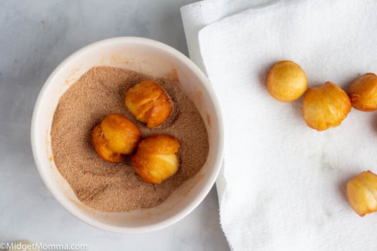 3 Ingredient Cinnamon Sugar Donut Holes • MidgetMomma