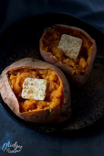 Easy & Delicious Microwave Baked Sweet Potato • MidgetMomma