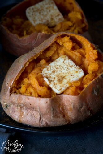 Easy & Delicious Microwave Baked Sweet Potato • MidgetMomma