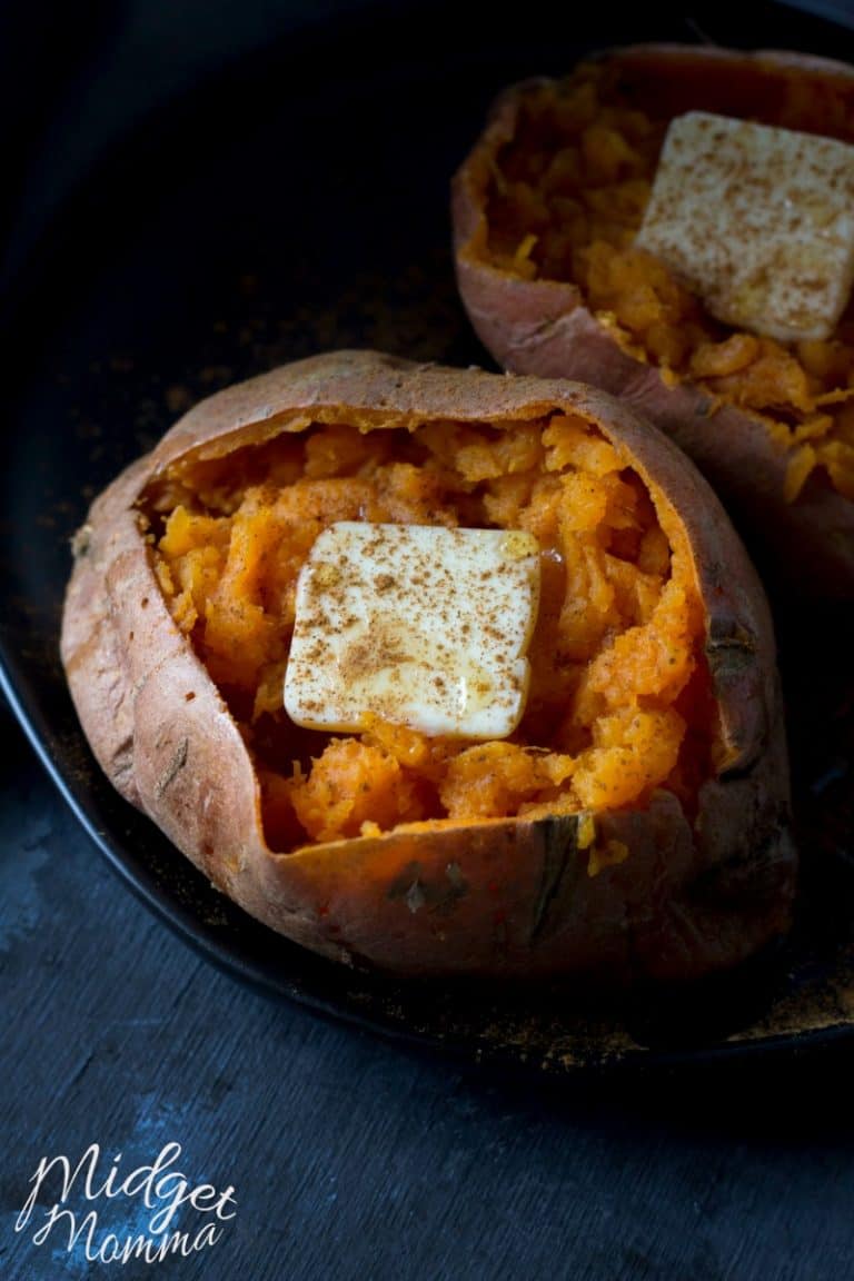 Easy & Delicious Microwave Baked Sweet Potato • MidgetMomma