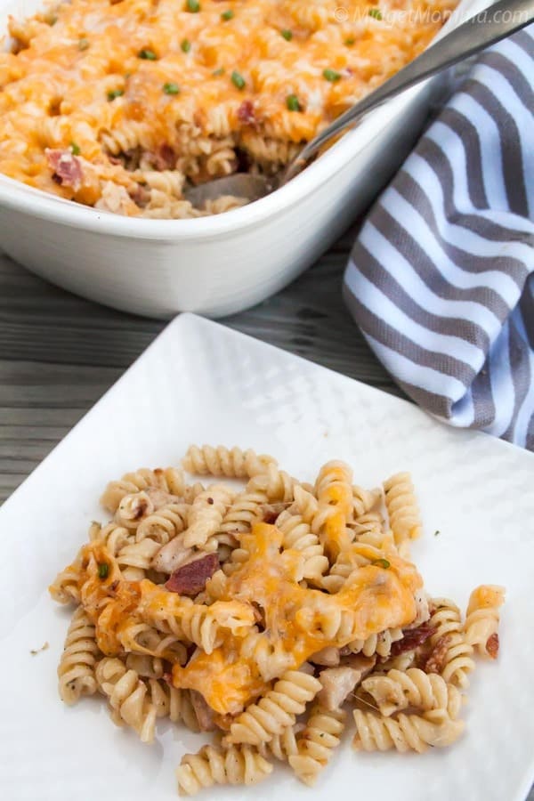 Cheesy Chicken Bacon Ranch Pasta Casserole • MidgetMomma