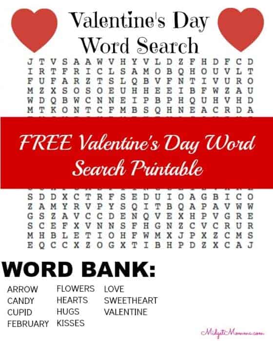 FREE Valentine s Day Printable Word Search