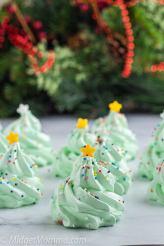 Christmas Tree Meringue Cookies • MidgetMomma
