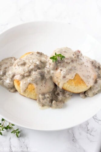 Southern Style Biscuits and Gravy with Homemade Sausage Gravy