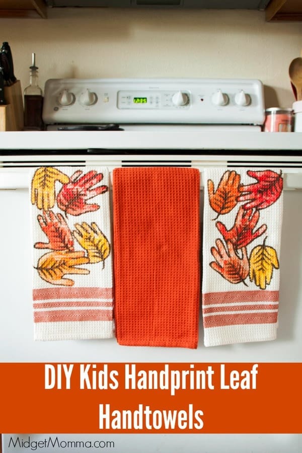 DIY Leaf Handprint Hand towels • MidgetMomma
