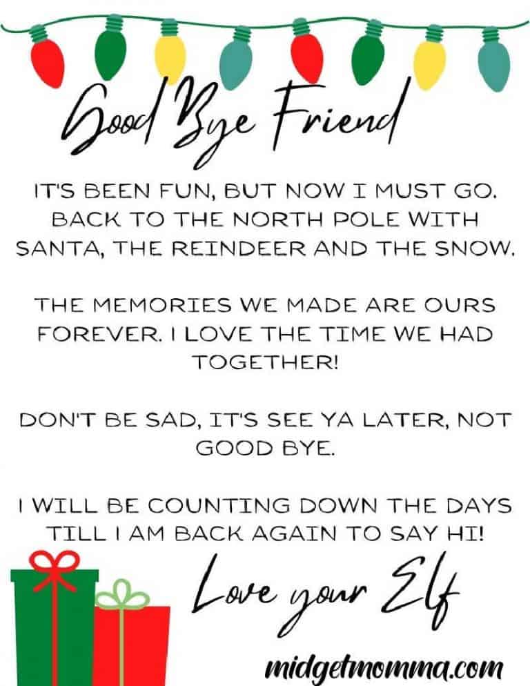 31 FREE Elf on the Shelf Goodbye Letter Printables