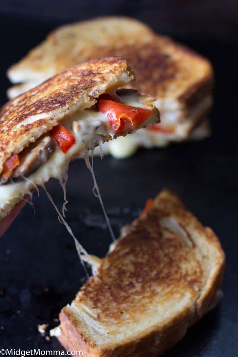 Provolone Grilled Cheese with Roasted Red Pepper & Mushrooms