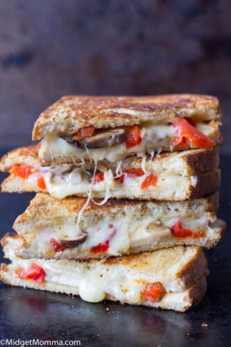 Provolone Grilled Cheese with Roasted Red Pepper & Mushrooms