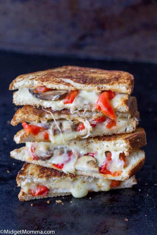 Provolone Grilled Cheese with Roasted Red Pepper & Mushrooms