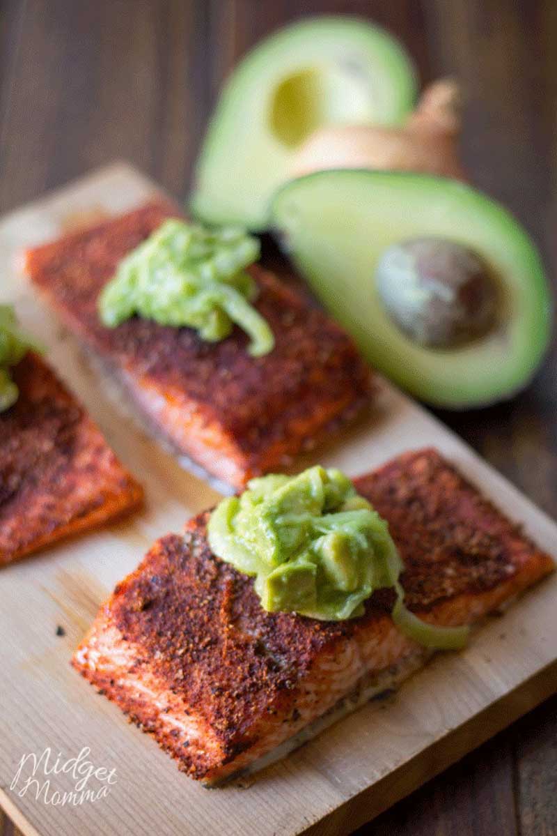 Grilled Salmon with Avocado Onion Salsa • MidgetMomma