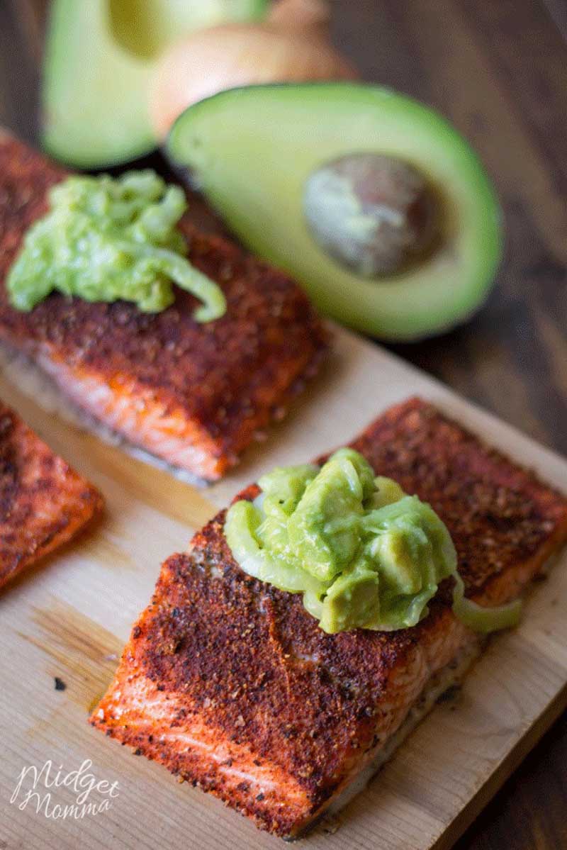 Grilled Salmon with Avocado Onion Salsa • MidgetMomma