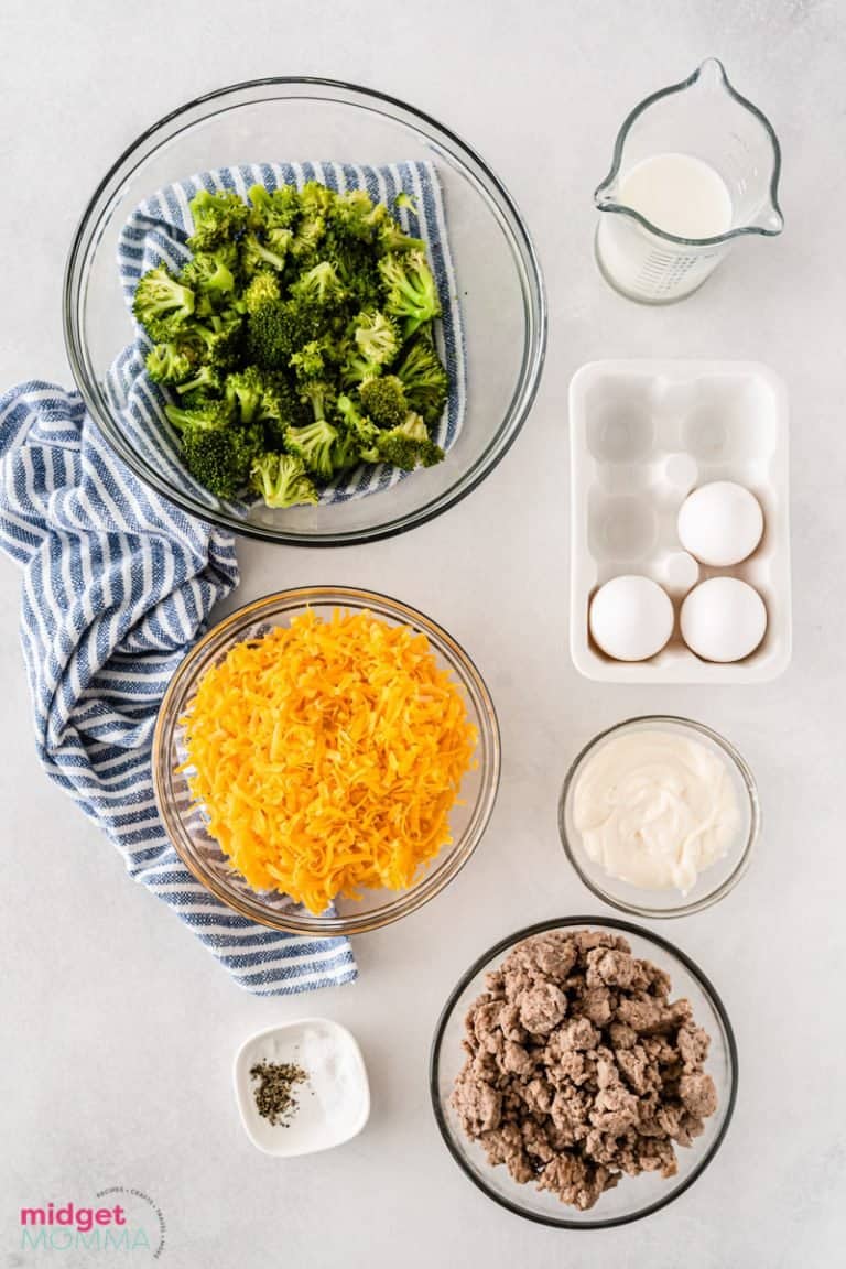 Broccoli and Cheese Sausage Quiche • MidgetMomma
