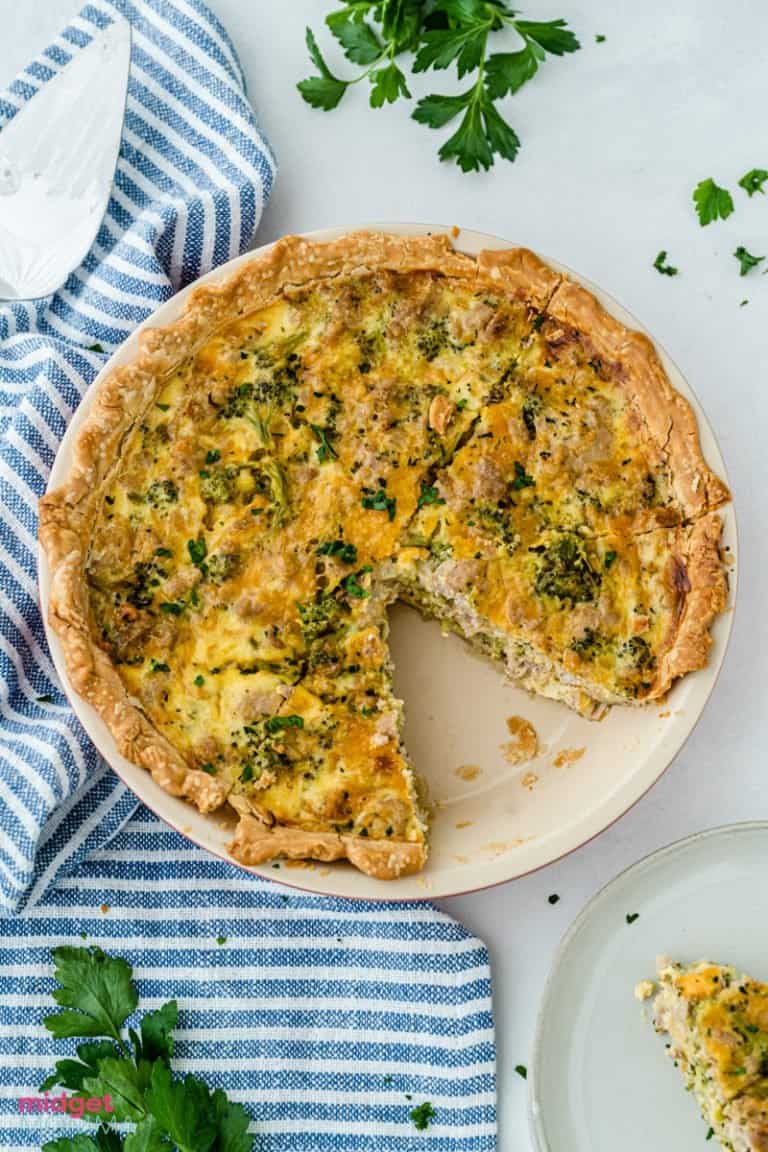 Broccoli and Cheese Sausage Quiche • MidgetMomma