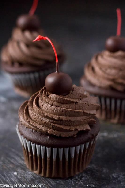 Chocolate Covered Cherry Cupcakes (Filled Cupcakes)