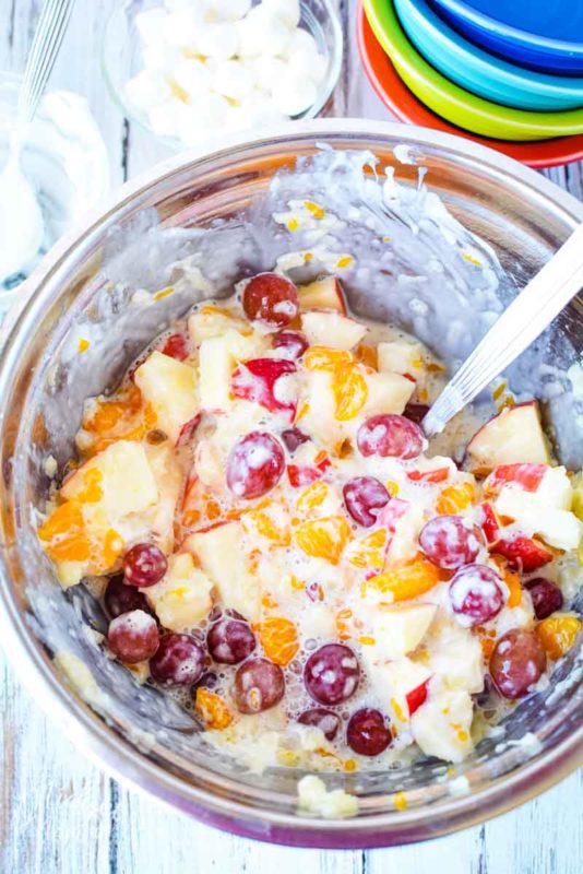 Easy Fruit Salad with Marshmallows Recipe • MidgetMomma