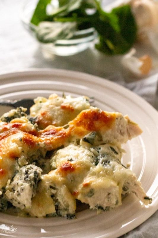 Spinach Artichoke Chicken Casserole Recipe • MidgetMomma