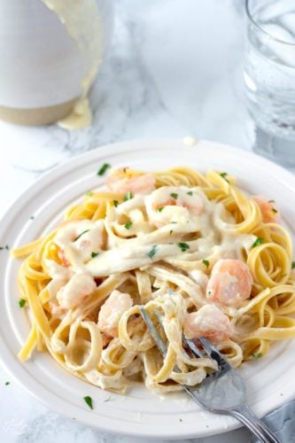 Shrimp Alfredo Pasta Recipe With Homemade Alfredo Sauce • MidgetMomma