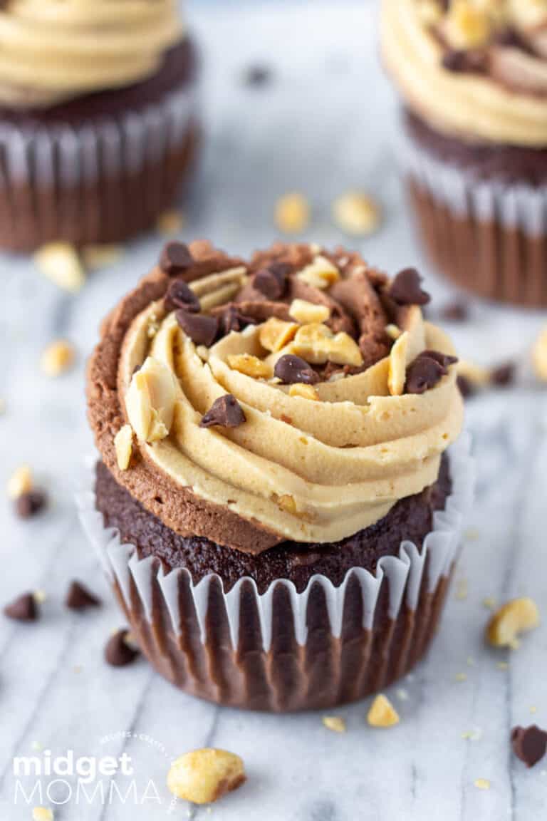 Chocolate Cupcakes with Chocolate Peanut Butter Buttercream Frosting