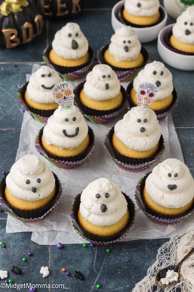 Easy Ghost Halloween Cupcakes Recipe • MidgetMomma