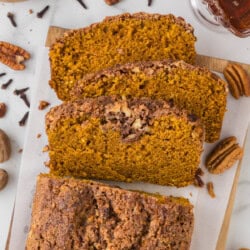 Moist Pumpkin Bread with Pecan Maple Streusel Topping