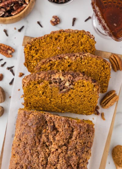 Moist Pumpkin Bread with Pecan Maple Streusel Topping