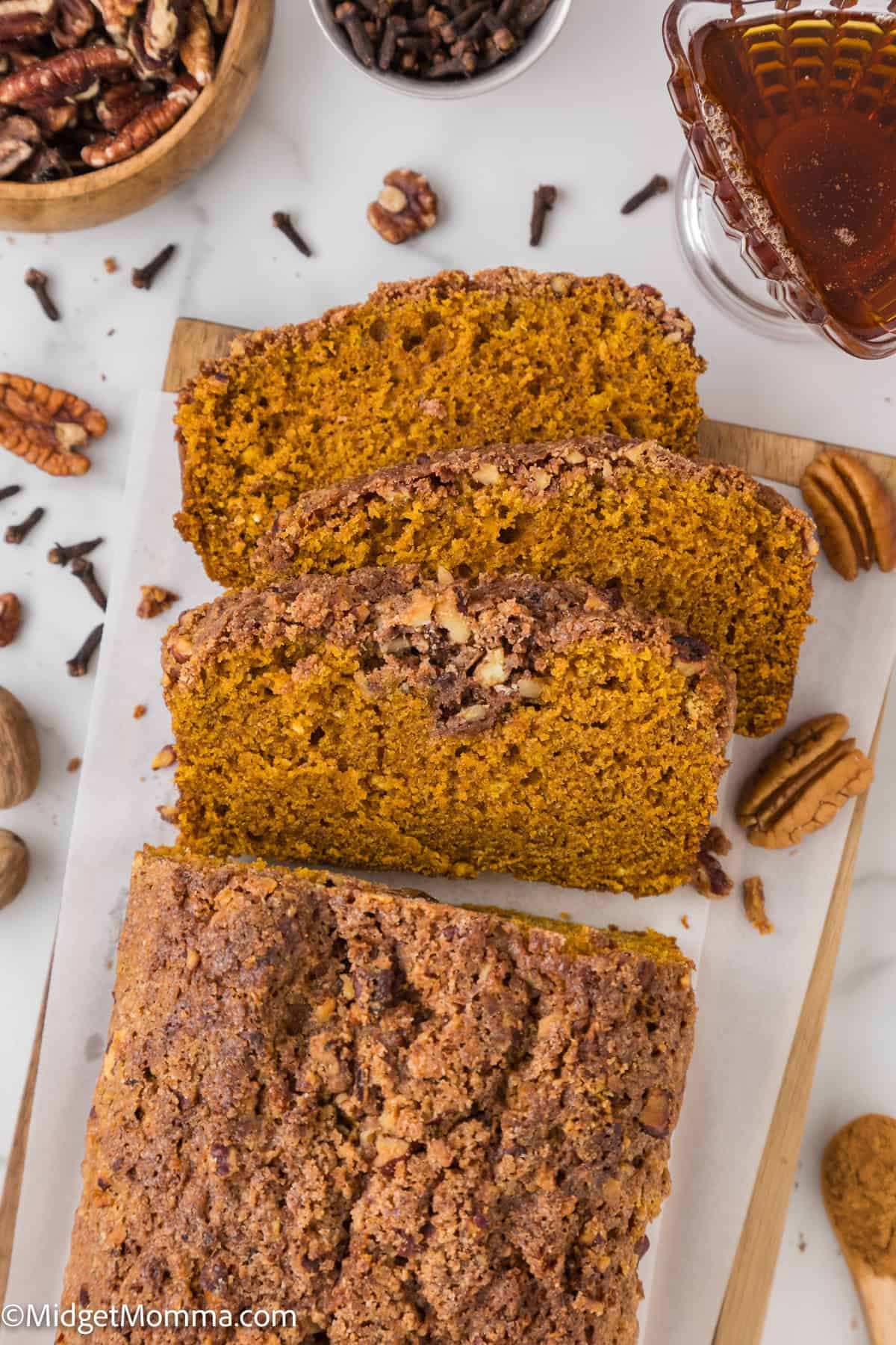 Moist Pumpkin Bread with Pecan Maple Streusel Topping