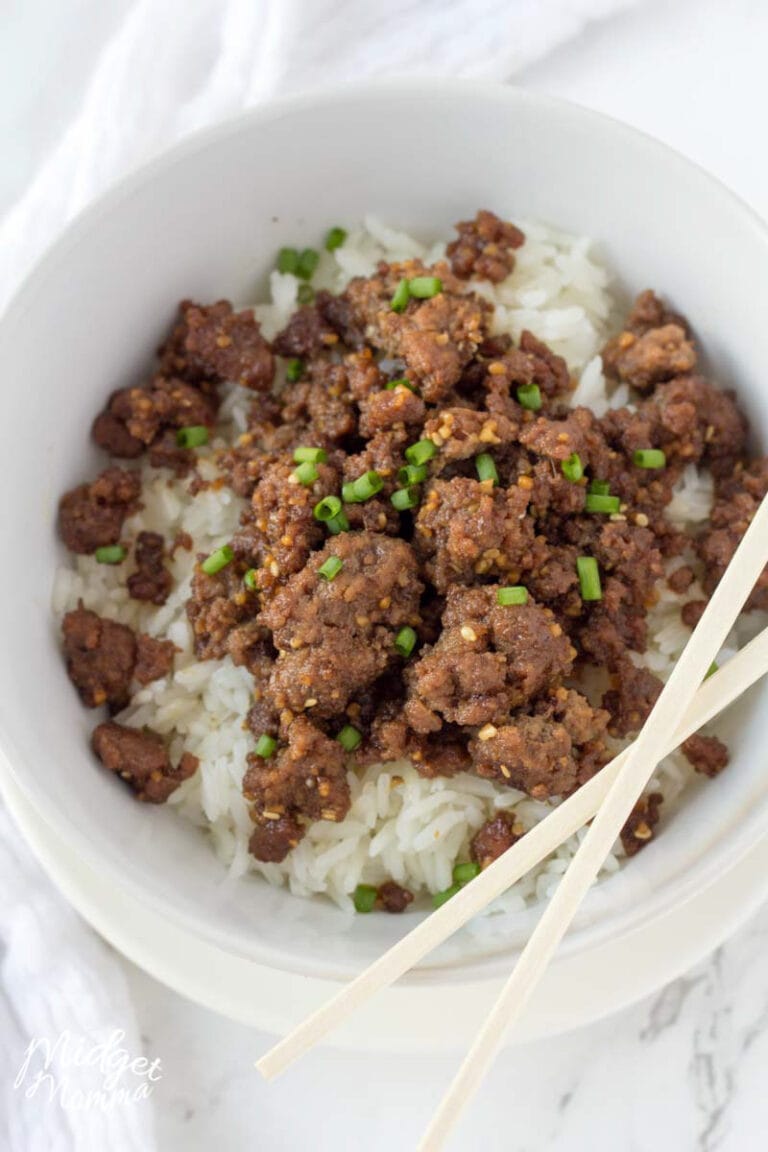 Korean Ground Beef and Rice Bowls (Done in 20 minutes!)