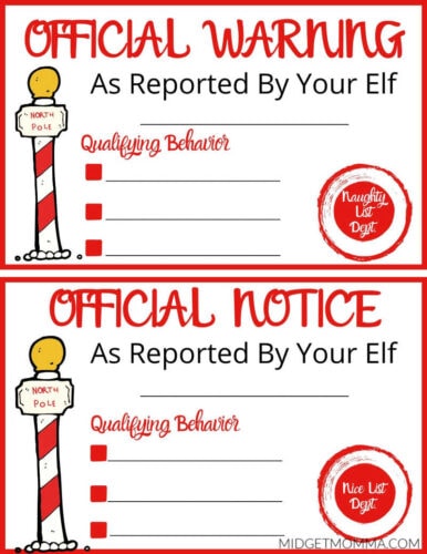 Naughty or Nice Notice Elf on the Shelf Printable • MidgetMomma