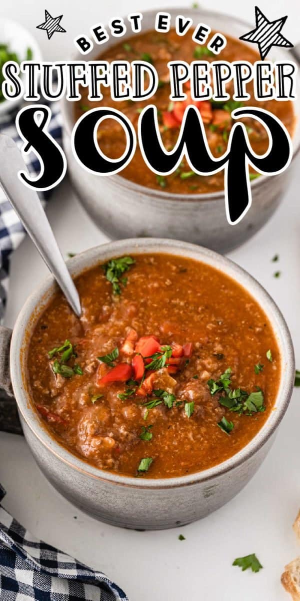 Slow cooker Beef Stuffed Peppers Soup • MidgetMomma