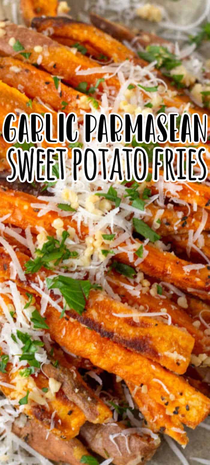 Parmesan Garlic Sweet Potato Fries Recipe • MidgetMomma