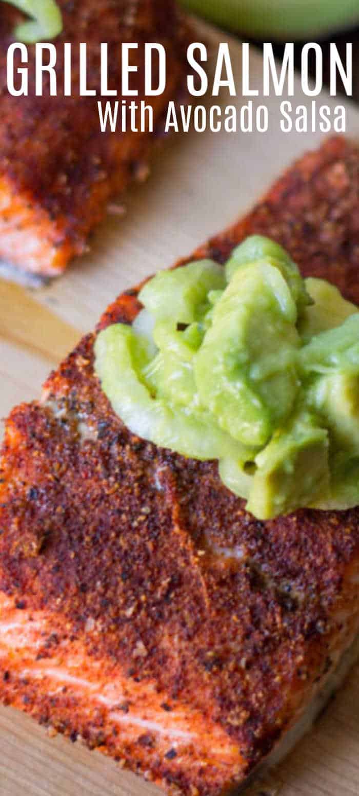 Grilled Salmon with Avocado Onion Salsa • MidgetMomma
