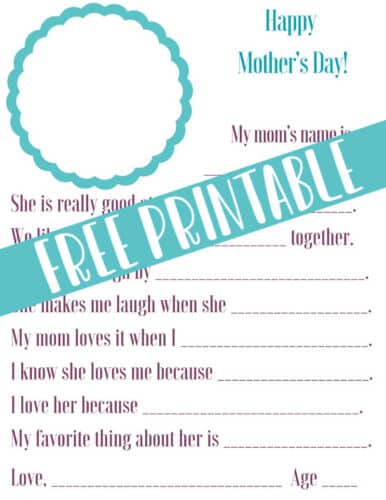 All About Mom Mother's Day Printable for Kids • MidgetMomma