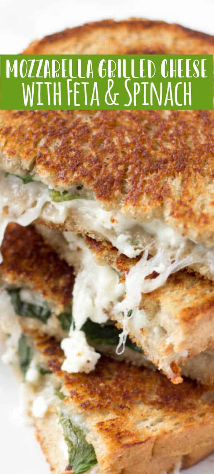 Spinach, Feta & Mozzarella Grilled Cheese Sandwich on Rye bread