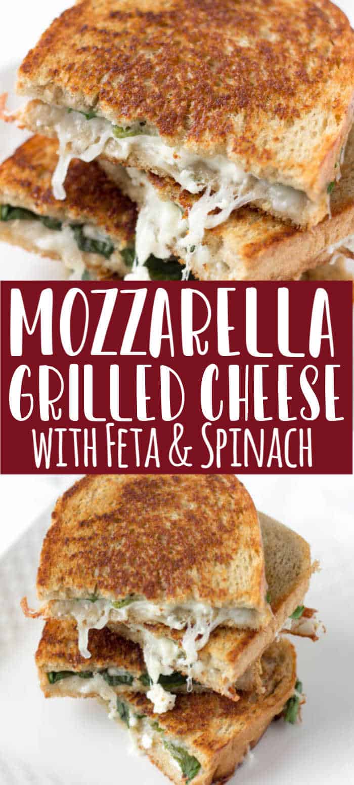 Spinach, Feta & Mozzarella Grilled Cheese Sandwich on Rye bread