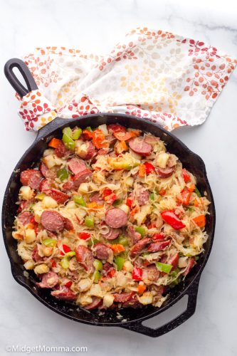 Kielbasa Sauerkraut & Potatoes Skillet Recipe • MidgetMomma