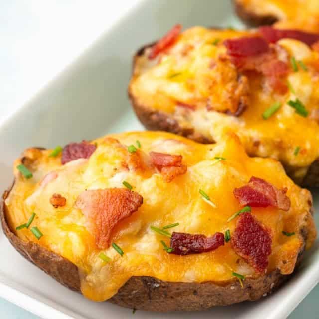 Twice baked potatoes Recipe - Loaded with Bacon and Cheese