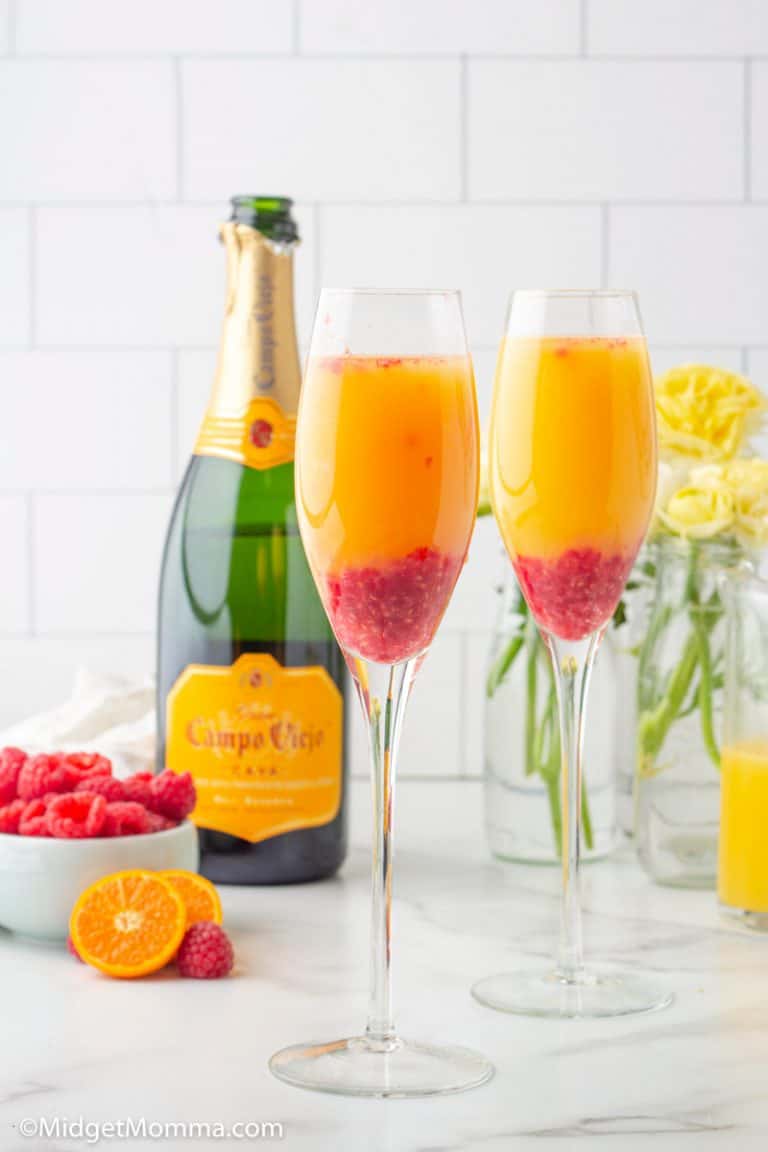 Raspberry Mimosas Recipe (+ Mocktail Recipe) • MidgetMomma