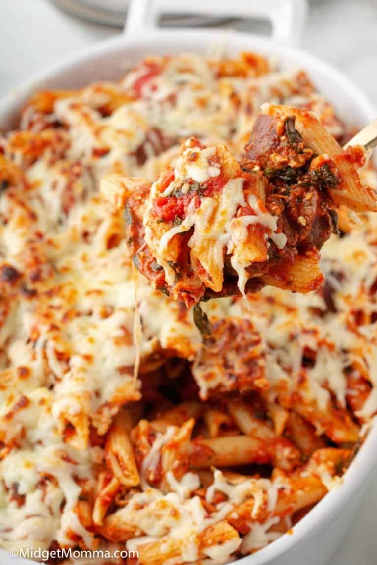 Spinach and Sausage Baked Penne Pasta • MidgetMomma