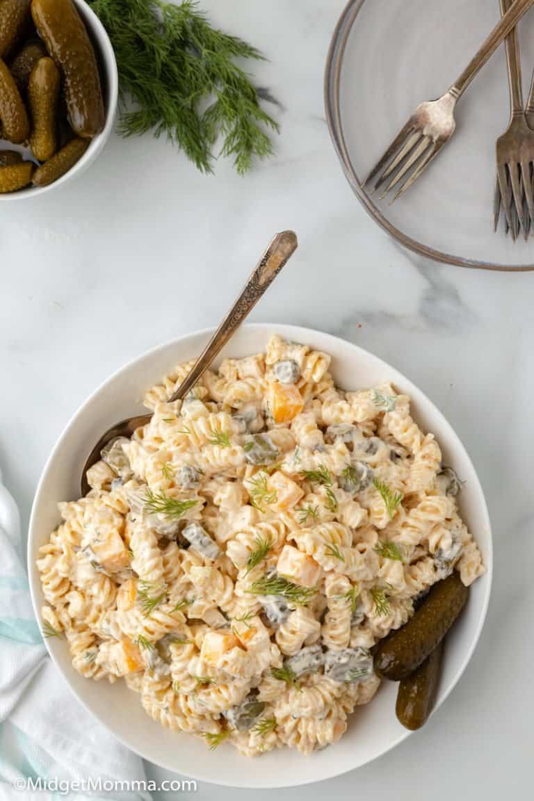 Creamy Dill Pickle Pasta Salad Recipe • Midgetmomma