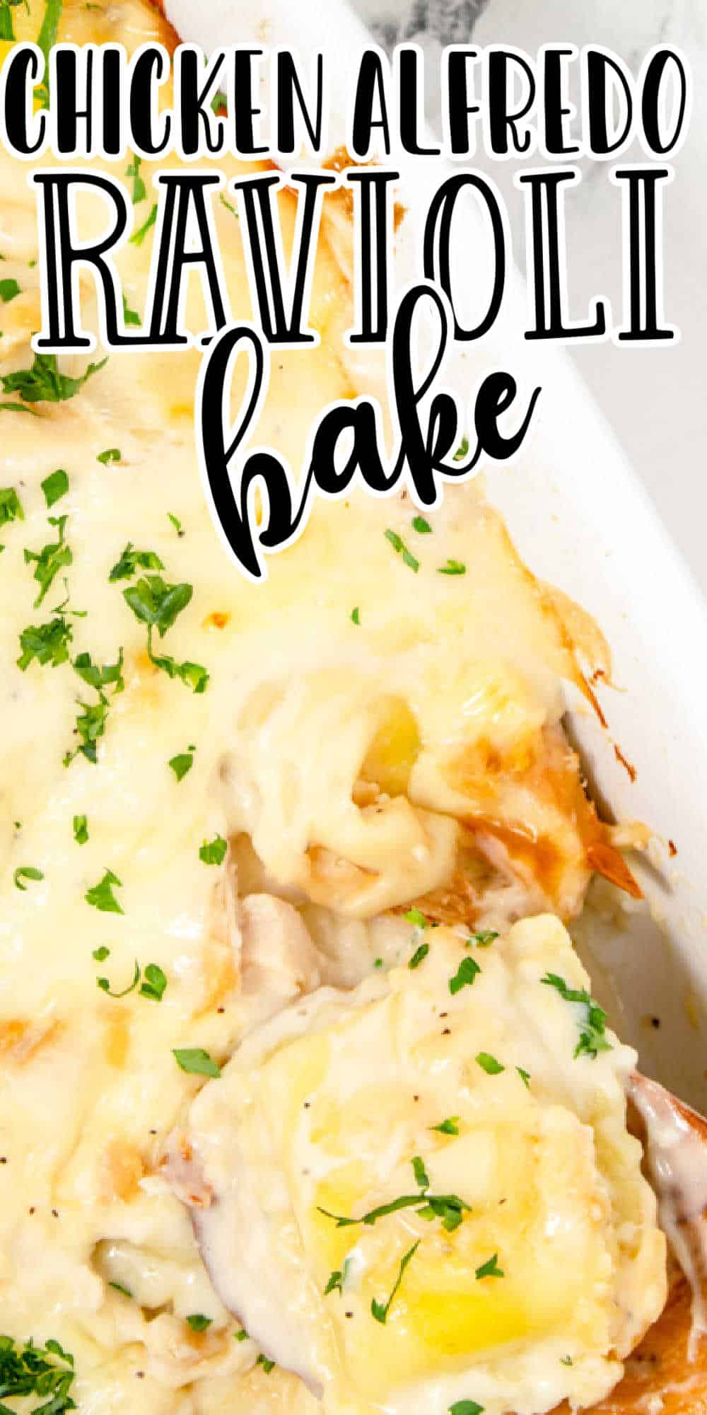 Chicken Alfredo Ravioli Bake • MidgetMomma