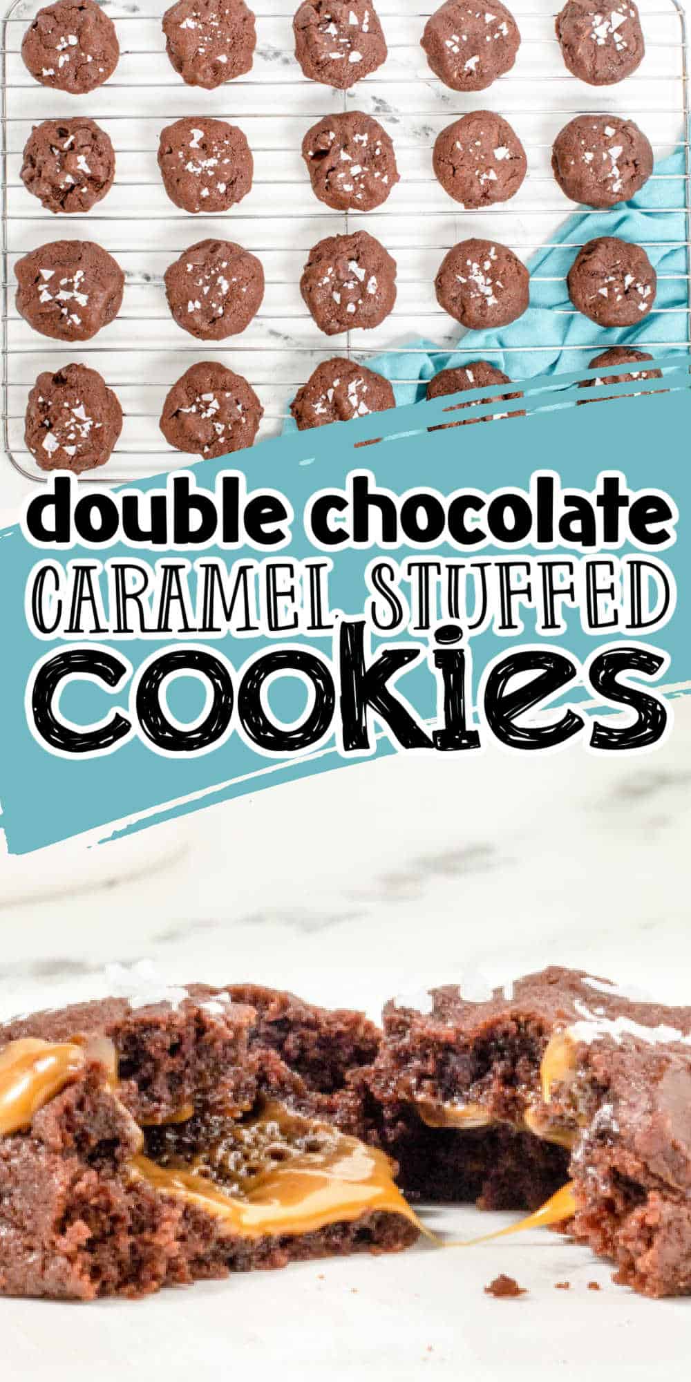 Salted Caramel Stuffed Double Chocolate Cookies