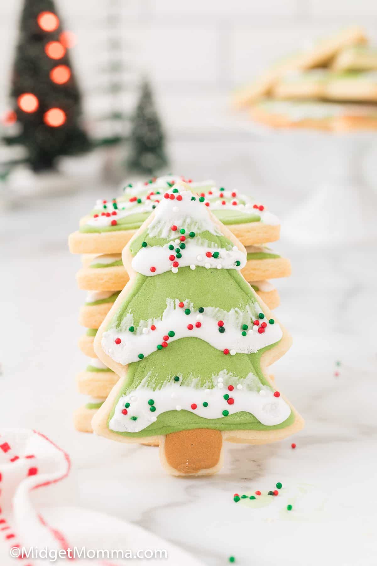 Christmas Tree Little Sprinkle Snack Cookie Iced Coffee Glass