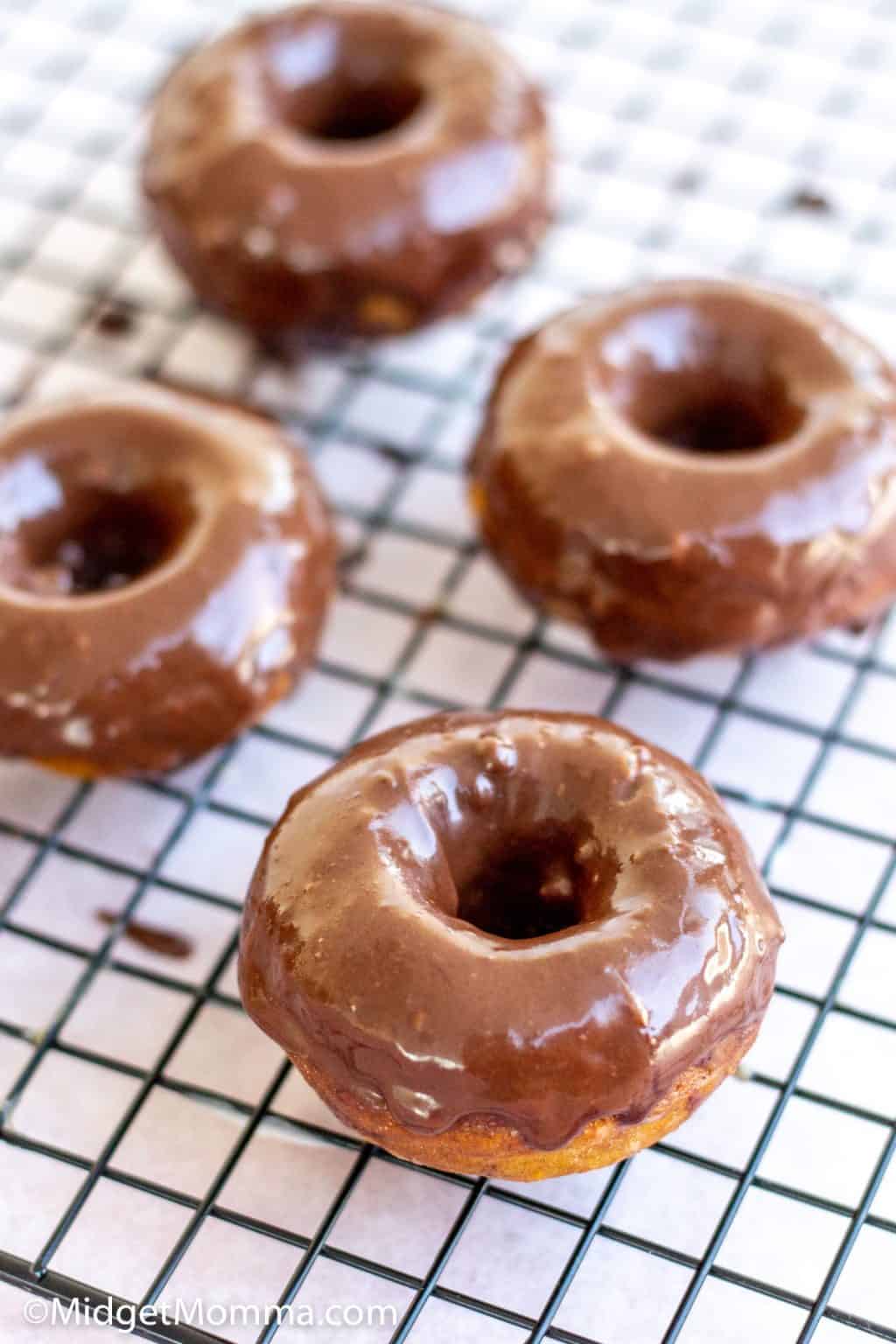 Chocolate Frosted Baked Cake Donuts • MidgetMomma